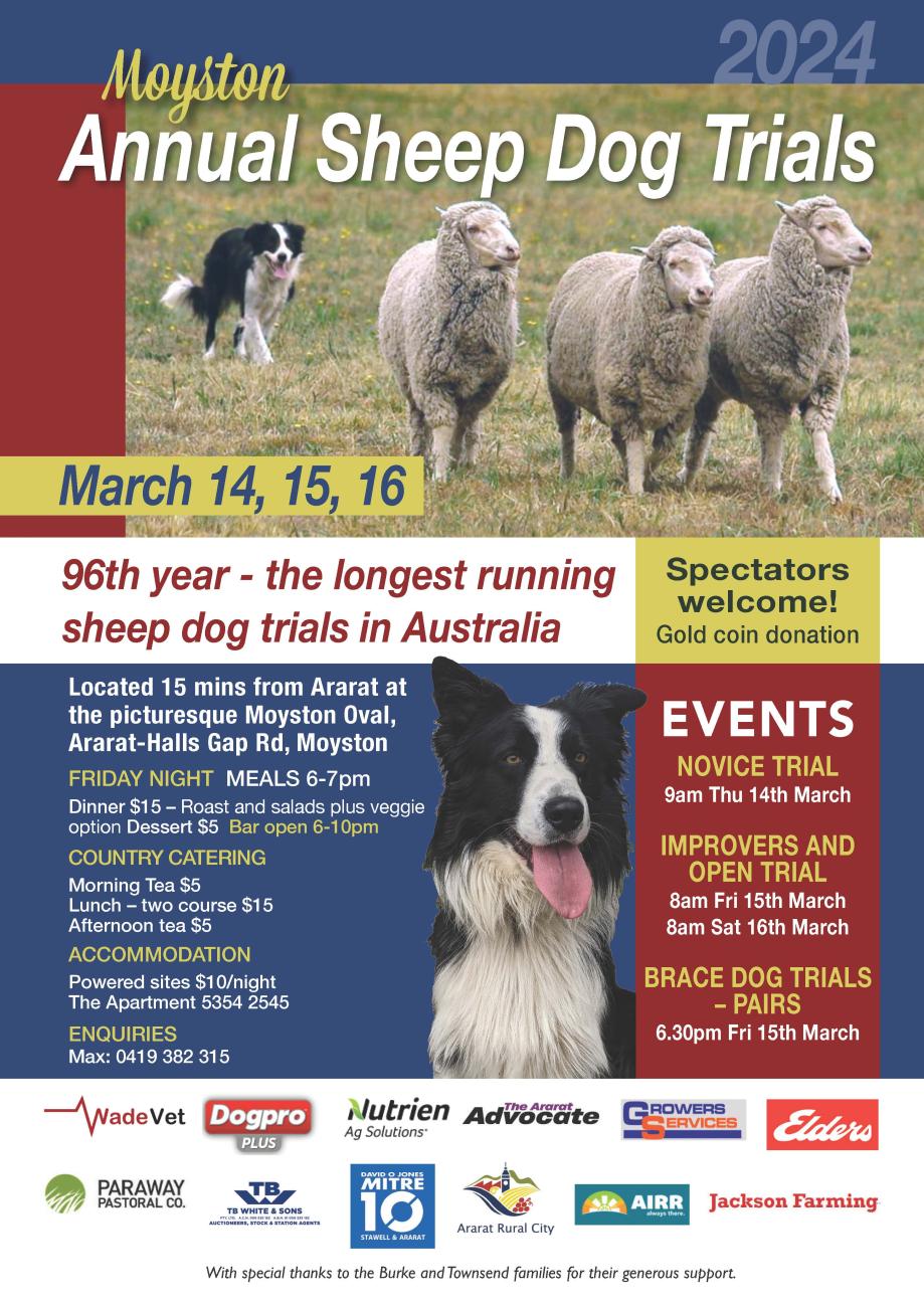 Moyston Sheep Dog Trials flyer 2024