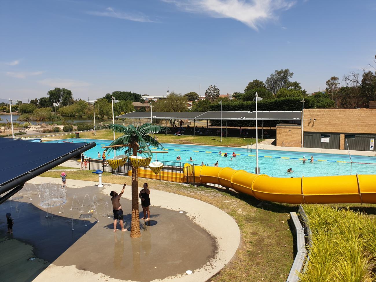 Sunny day at an outdoor pool