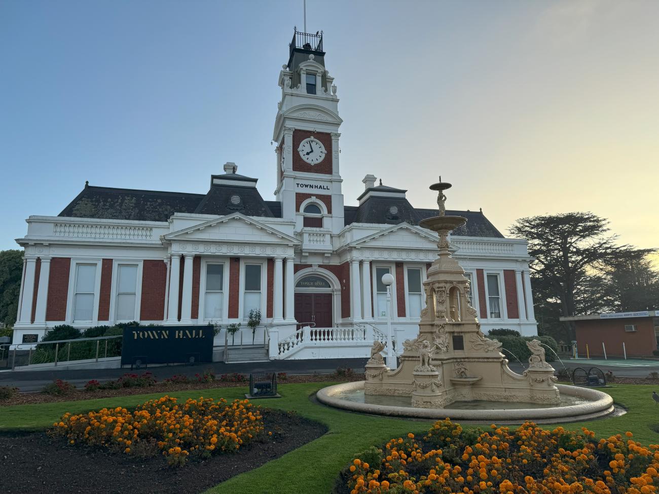 Majestic shot of Ararat Town Hall at sunset