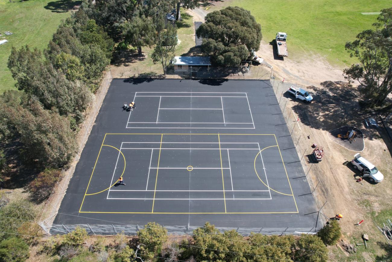 Drone image of a tennis court